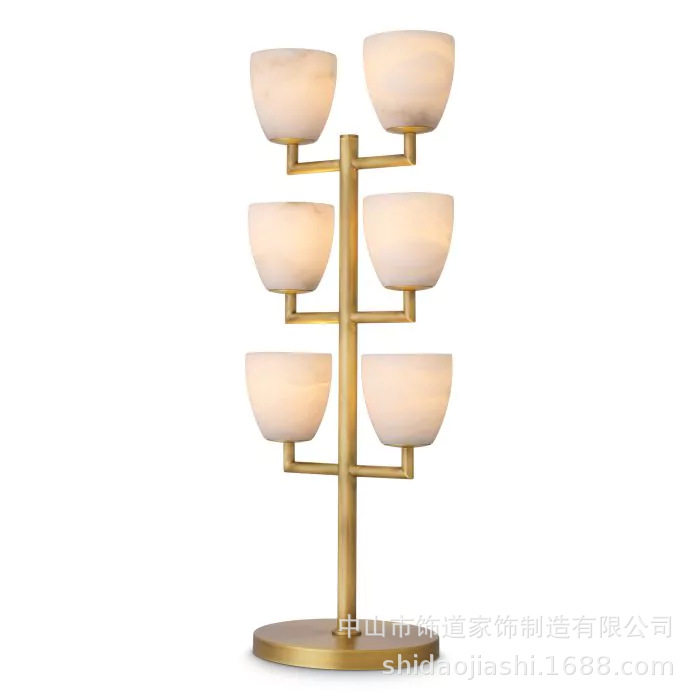 时尚简约别墅客厅台灯美式现代卧室床头全铜云石灯具设计师新款灯