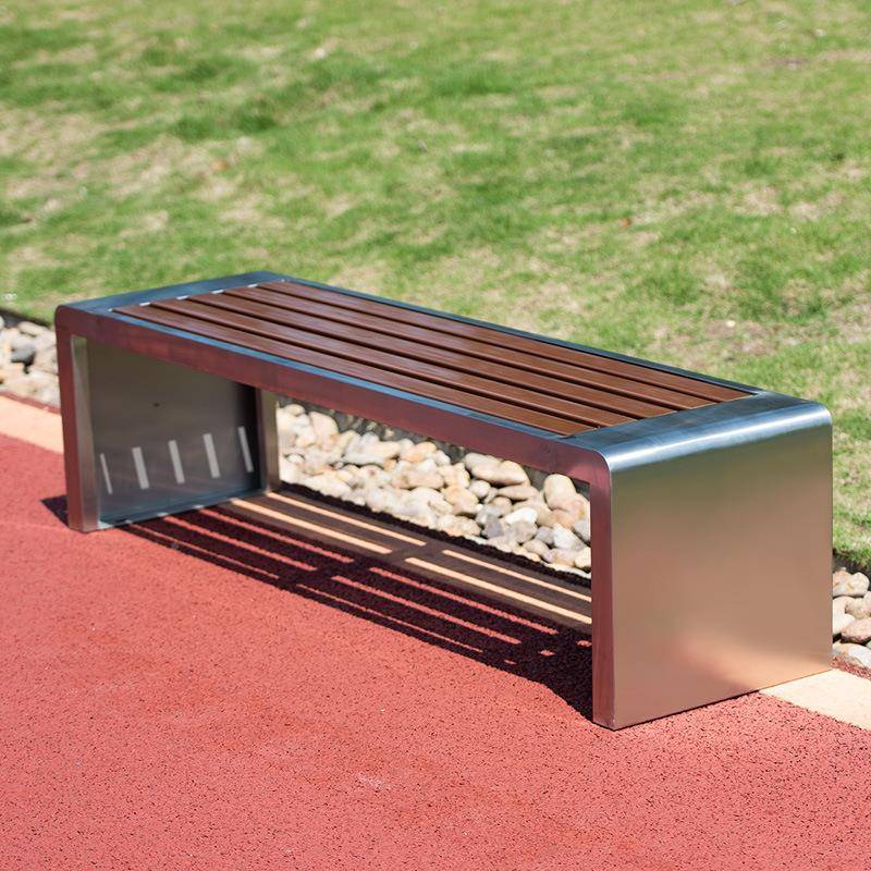 铁艺公园椅户长椅防腐塑木外凳子IQL商公共座室外休息场条凳不椅