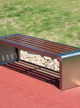 铁艺公园椅户长椅防腐塑木外凳子IQL商公共座室外休息场条凳不椅