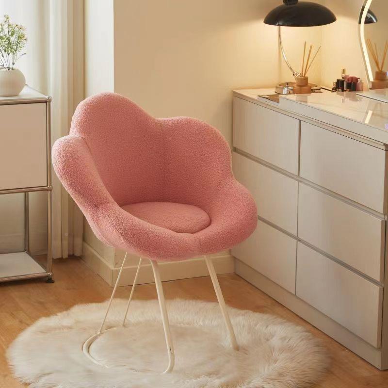 网红化妆椅女子生室梳妆凳轻奢奶油风旋转化妆卧凳花无品牌/瓣靠