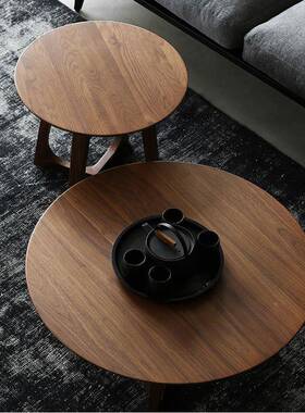 创意沙圆发边小圆美式家用实木形桌AL665172几组合小茶户型客厅子