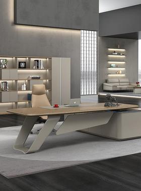 老板办公桌轻奢办公桌椅组合领简55034班约现桌代总裁大台主管导