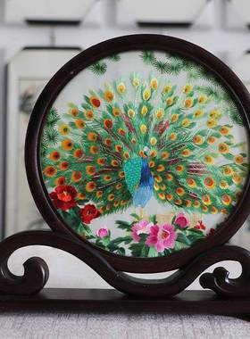 绣手工双面刺绣古面苏风摆件客厅卧63301室小屏风可来图绣屏框