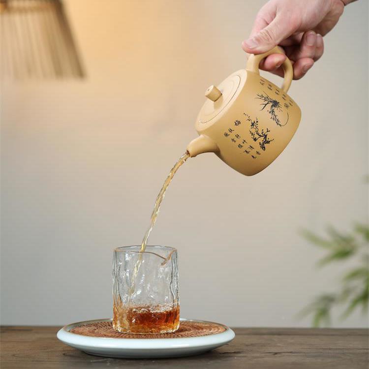 宜兴紫砂手天际井栏壶(兰梅工竹马到成F7TH8T76功菊）