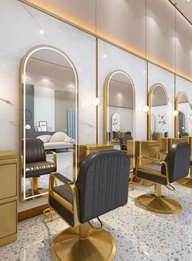 镜理发镜子挂墙美发台单面落地带灯光理发发镜子壁挂式发廊VFW专