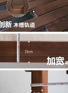 床木折沙发床罗汉床新中式小户型客厅59588推拉伸缩实两用一体压