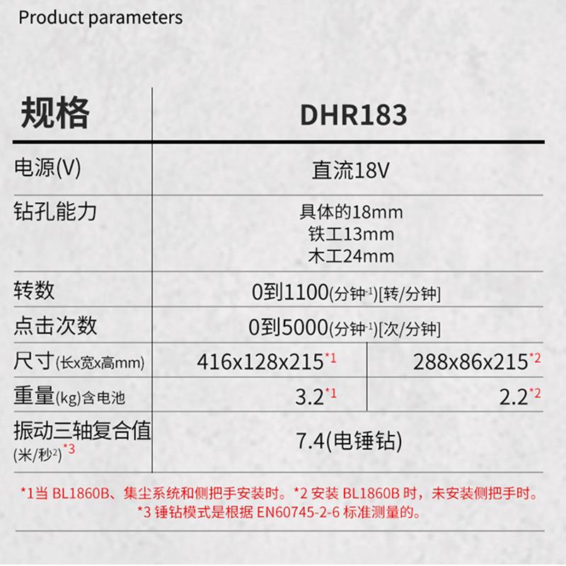 原装Mak充ita轻型锂电锤DDHR183H8电R183电式无刷1V窗帘水门窗安