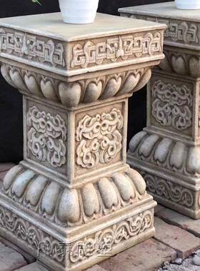 石须座弥汉白仿古盆景玉底座石10021297墩花架花几仿古石头雕底座