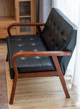 QGI易皮艺沙简发小户型复古曲木扶手单人双人三人客厅网红款发沙