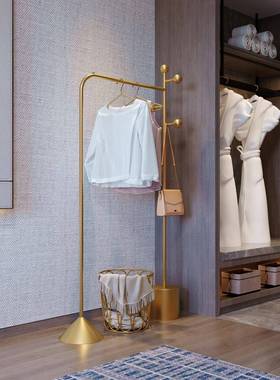 挂as080304轻奢衣架地卧室镜子衣帽架家用简落约现室内网红挂代架