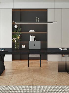 924黑色木客厅书桌用家脑桌亚克力电简约老板办公实桌设计师长工