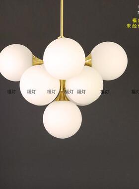 法式轻室155奢全铜璃美式乡村简约中古复古圆球玻客厅吊餐厅卧艺