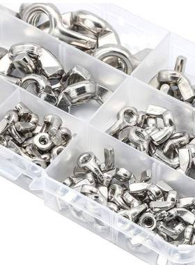 304不VEH锈钢蝶螺母套装蝴蝶螺母盒装形元宝螺混装母羊丝角螺帽跨