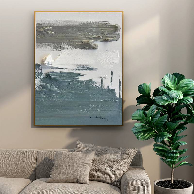 纯手绘厚肌理油画立体抽象客厅装饰画轻奢大幅落地画餐厅玄关挂画图片
