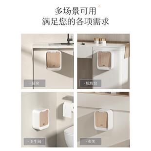 561562轻奢房感应用垃圾桶挂家带盖厕所卫生间木纹智能厨厨余壁挂