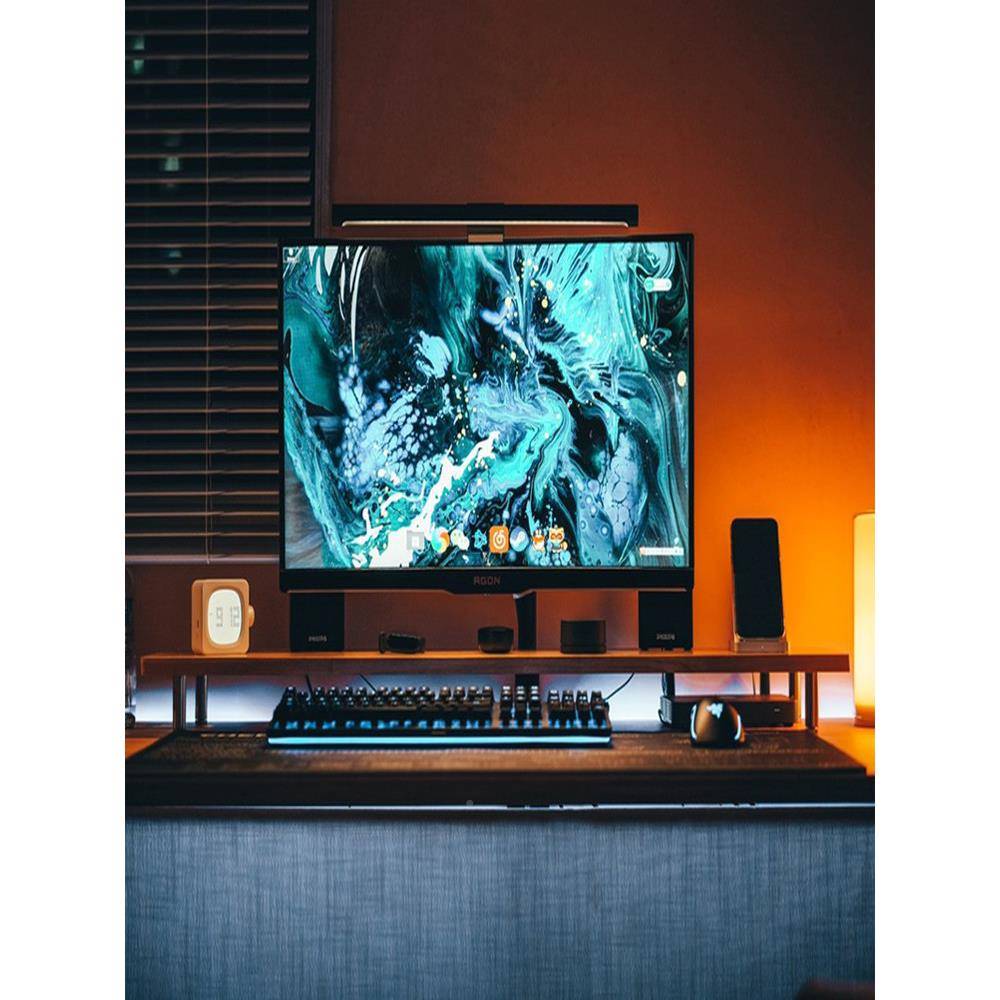 实新木电脑显示架液晶电视架F96MTH6S子办公室桌面键盘收器置纳品