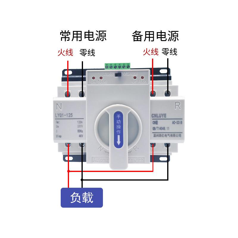 双电源自动转换开关CB级家用交流230VAC迷你型切换开关2P125A