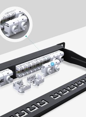 网薄络配线架0.U1924口寸超五类PU242六类款防尘理线Patchp5anel