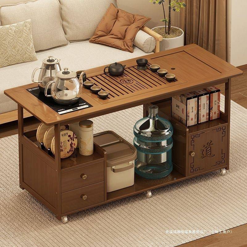 实茶车沙发边几阳台茶几茶水烧壶一体柜移BQQ动水茶木桌家用小茶