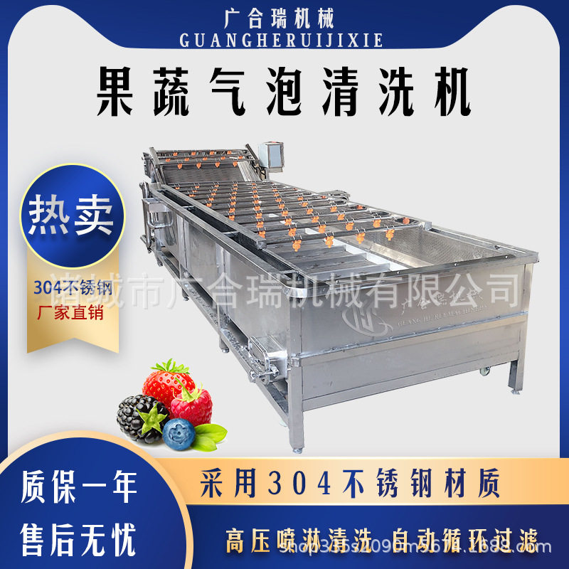 厂家直销大型连续式洗菜机 气泡清洗机设备商用 果蔬清洗风干设备