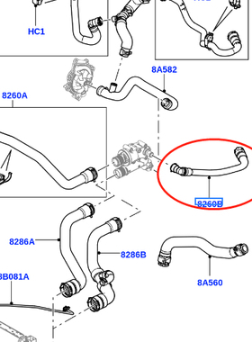 适用路虎第2代神行者揽胜极光发现神行散热器上水管连接至节温器