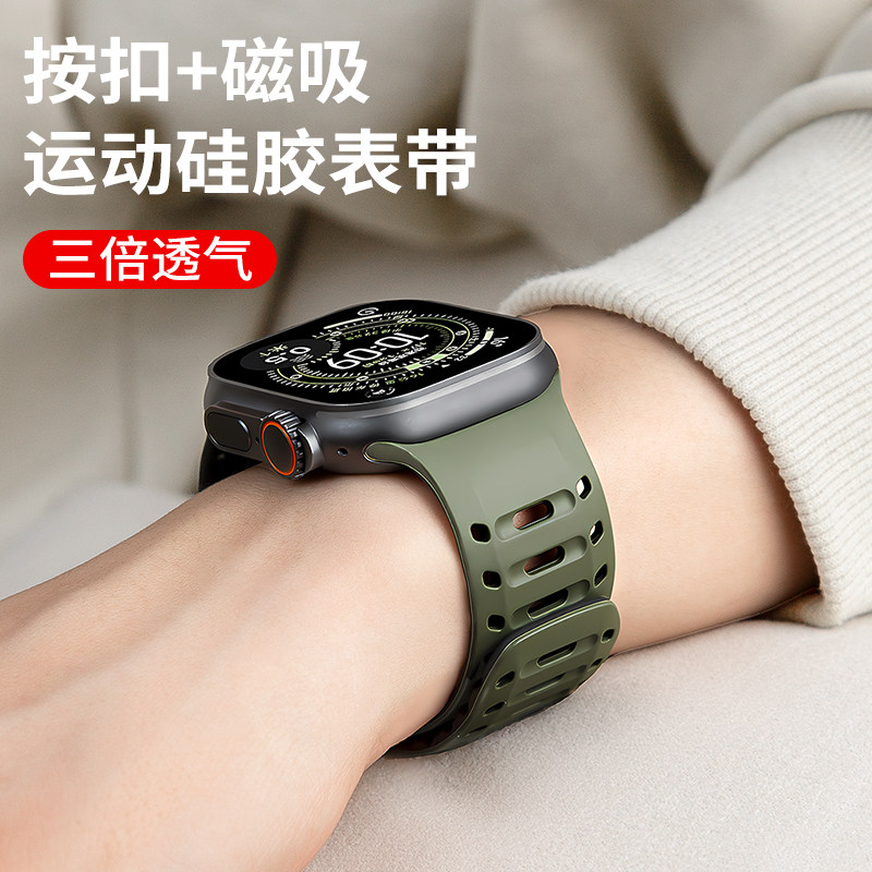 苹果ultra运动硅胶表带三倍透气图片