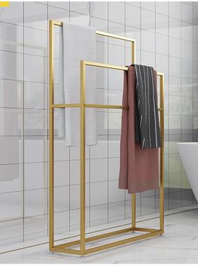 美式LOFT置地毛巾架落地浴巾架浴室置物架卫生间金属挂衣架组合