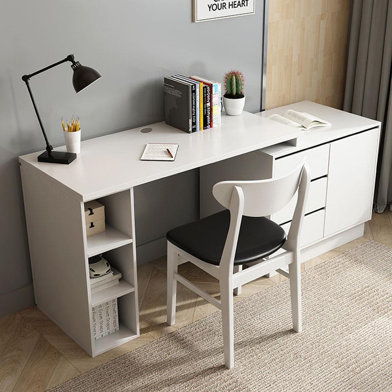 简约现代电脑桌台式时尚卧室家用书架北欧写字台书柜书桌一体组合