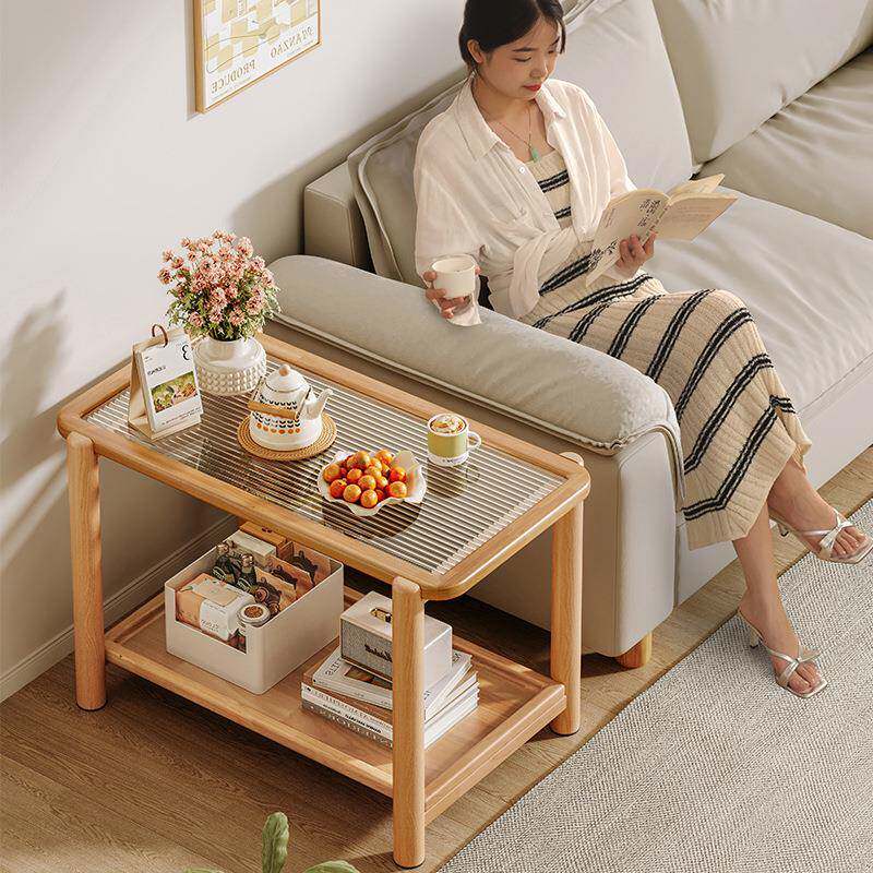 沙发边几侧边柜轻奢高级感实木客厅家用新款床头置物架双层小茶几