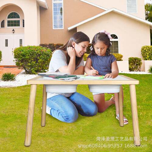 儿童桌实木学习桌餐桌启蒙早教玩具幼儿感官桌户外游戏沙水桌