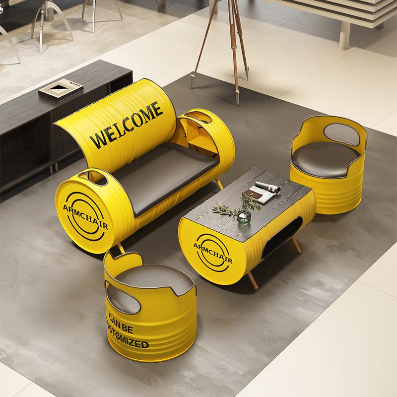 办公室沙发茶几组合网红商务接待健身房休息区工业风清吧卡座沙发