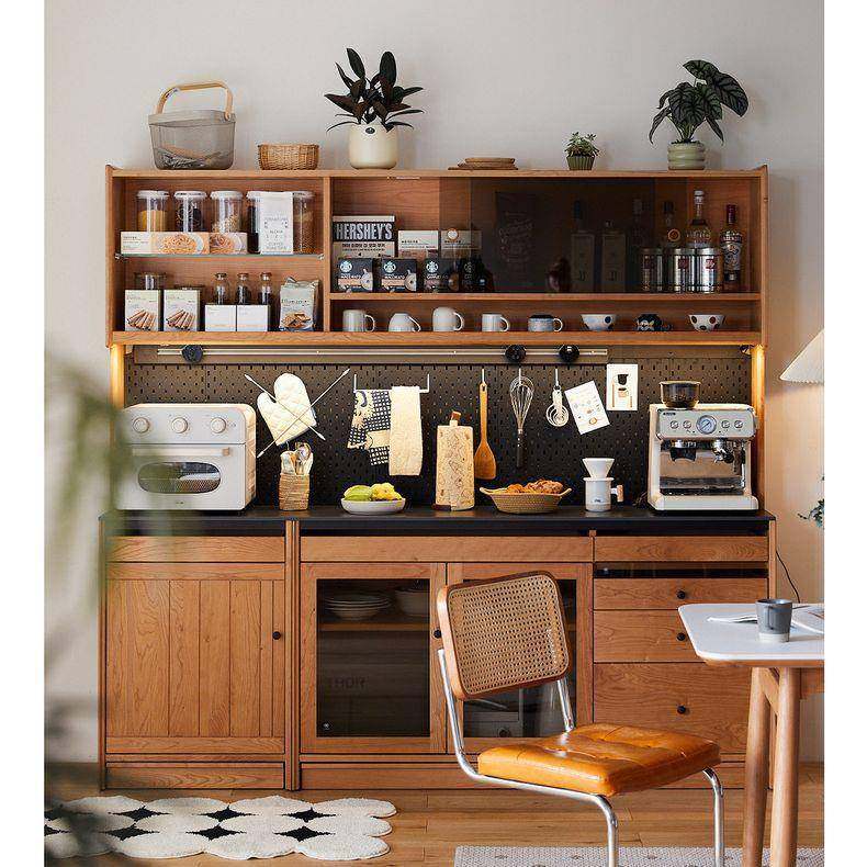 樱桃木实木餐边柜餐桌一体餐厅靠墙多功能收纳柜小户型岩板储物柜,家装灯饰光源,其它灯具灯饰,淘宝优惠券,粉丝福利购,淘宝优惠卷