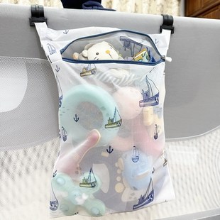 婴儿床上围栏挂式 收纳挂袋宝宝衣服置物袋尿不湿纸尿裤 床边挂兜袋