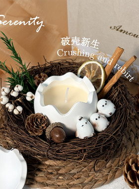 鸟巢香薰蜡烛礼盒摆件持久留香闺蜜可爱生日礼物摆件伴手礼品女生