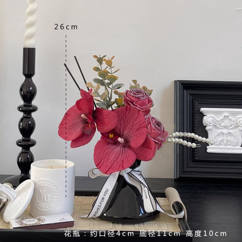无火香薰摆件蝴蝶兰玫瑰花仿真干花餐桌房间持久摆设家用持久散香