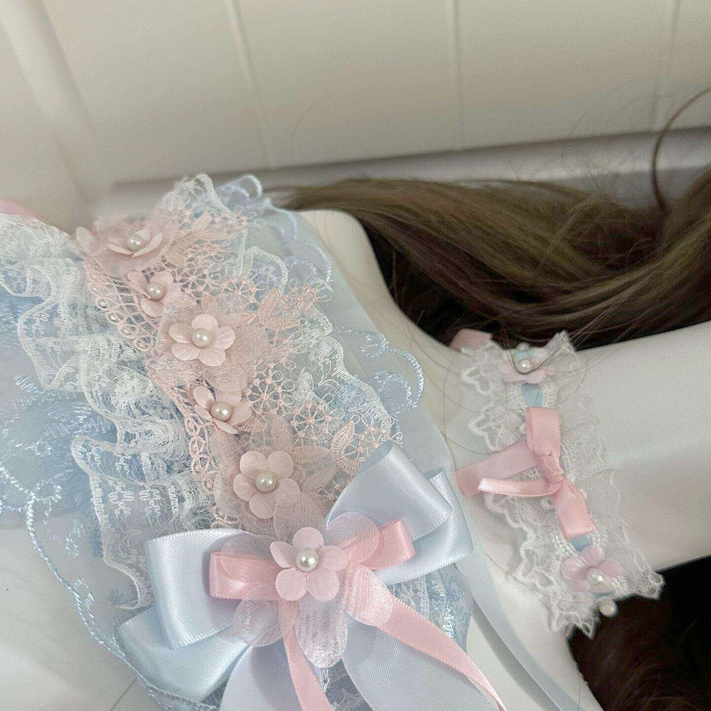 Little Fortune手作lolita蕾丝蝴蝶结发带可爱糖果色发饰百搭头饰