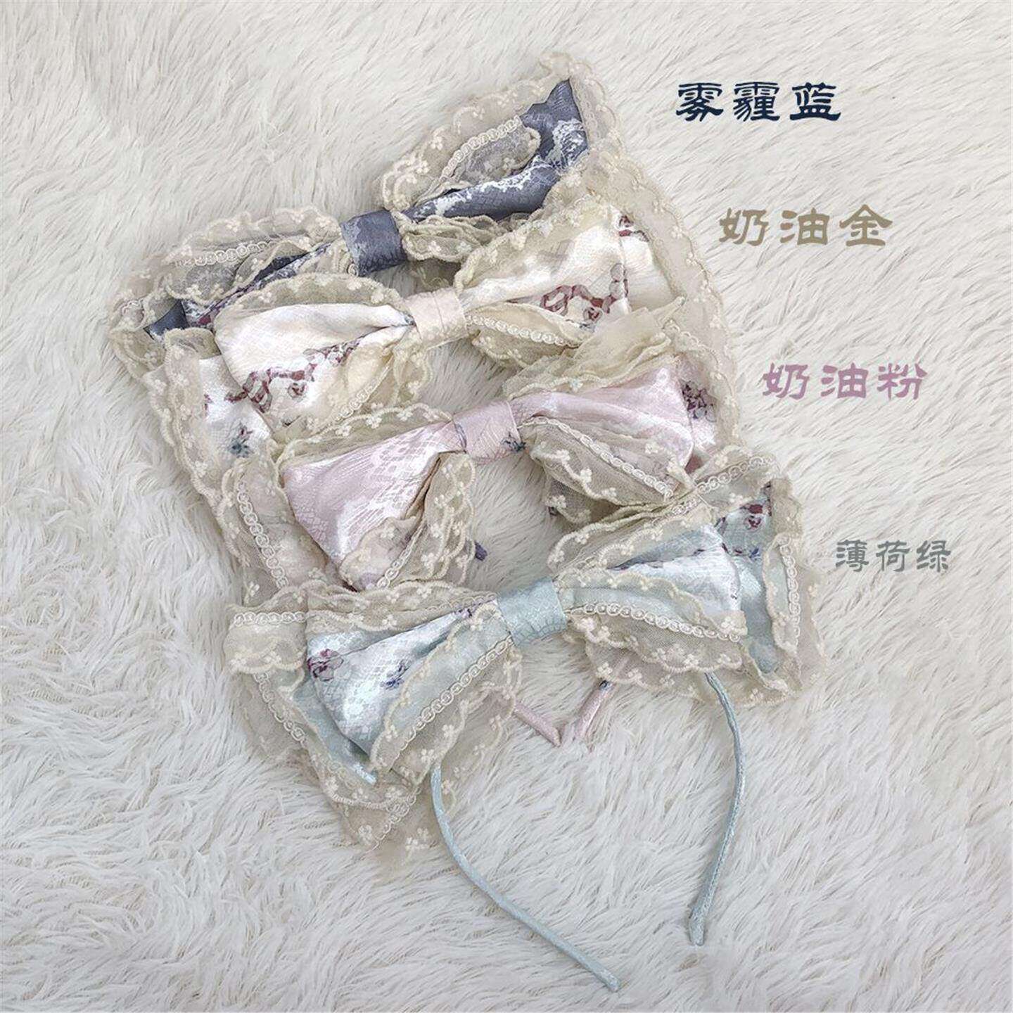 Little Fortune手作lolita摇篮曲发带发箍洛丽塔头饰蕾丝kc蝴蝶结图片