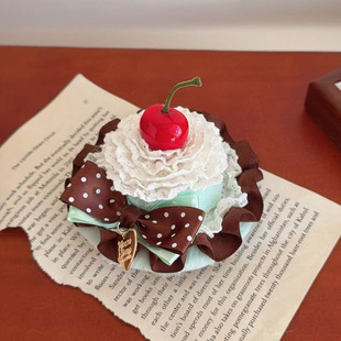 Little Fortune手作纸杯蛋糕Lolita樱桃小礼帽高质感薄巧优雅发夹