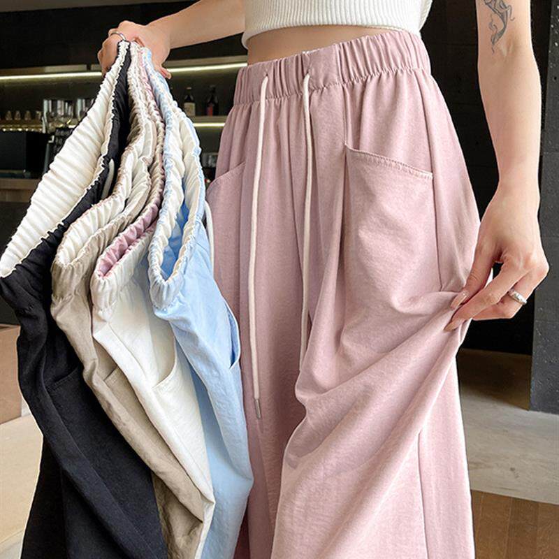 粉色奶芙云朵裤女2026新款夏季薄款小个子休闲宽松慵懒风阔腿裤子