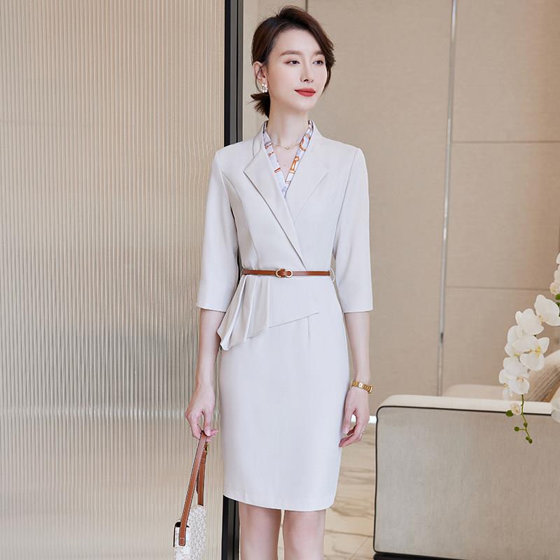 职业装套装连衣裙女酒店技师迎宾物业接待客服夏套裙女神范工作服