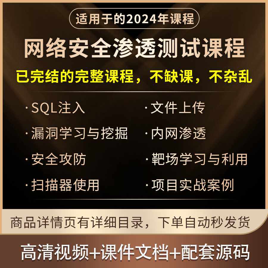 2025网络安全web渗透测试视频教程课程漏洞防护项目实战课件源