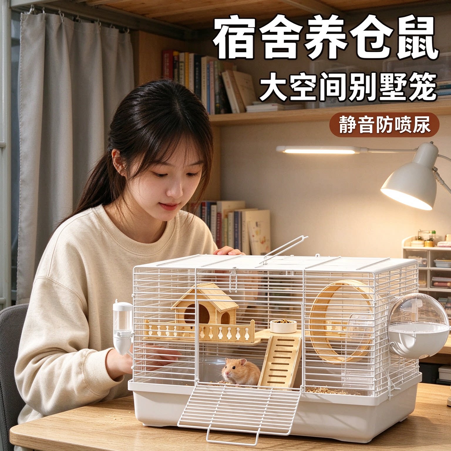 白色豪华仓鼠别墅笼子超大活动空间加密网丝防逃脱全套用品金丝熊