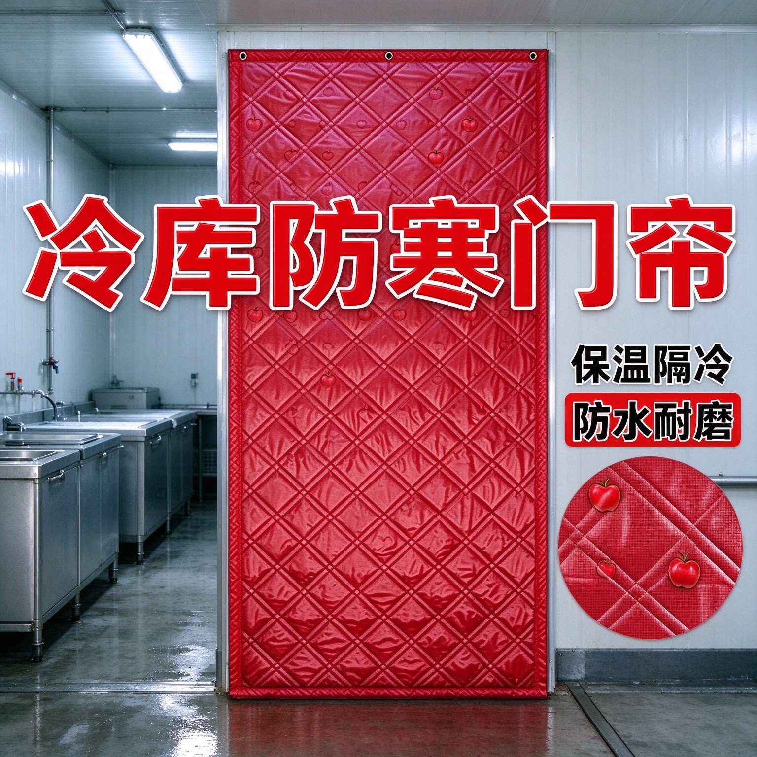 小苹果红色棉门帘冬季加厚防水防寒家用卧室挡风保温厨房隔音