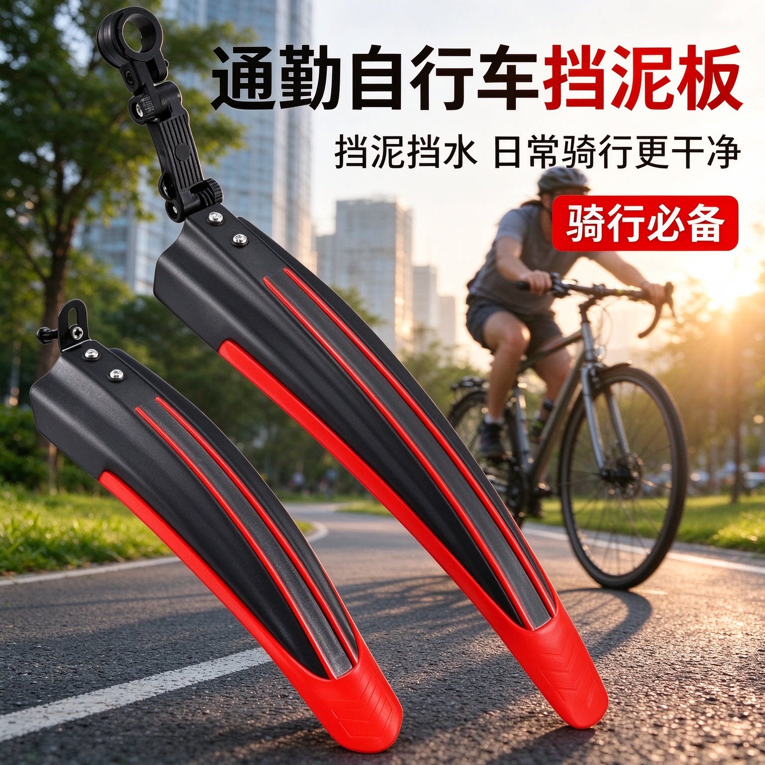 单车山地车挡泥板加长款快拆挡泥瓦高韧性材质防雨防泥水骑行装备