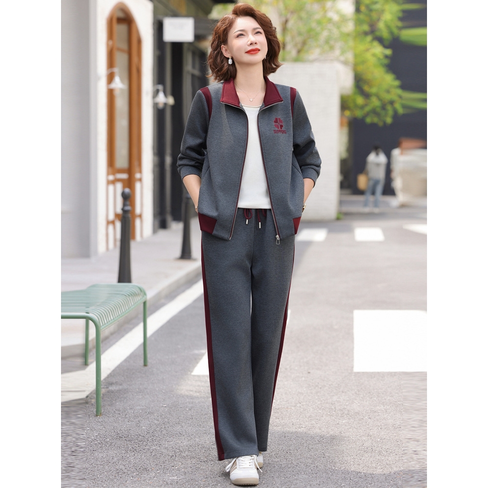日本品质2025新款中老年女装春秋上衣裤子两件套妈妈春装时尚休闲