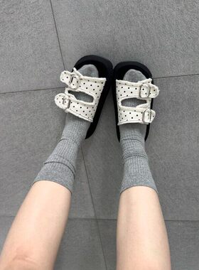 白色波点拖鞋海边凉拖女夏外穿沙滩度假鞋子增高防滑一字拖2026新