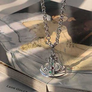 西家立体orb土星项链玻璃宇宙星球锁骨链中号小众设计感欧美轻奢