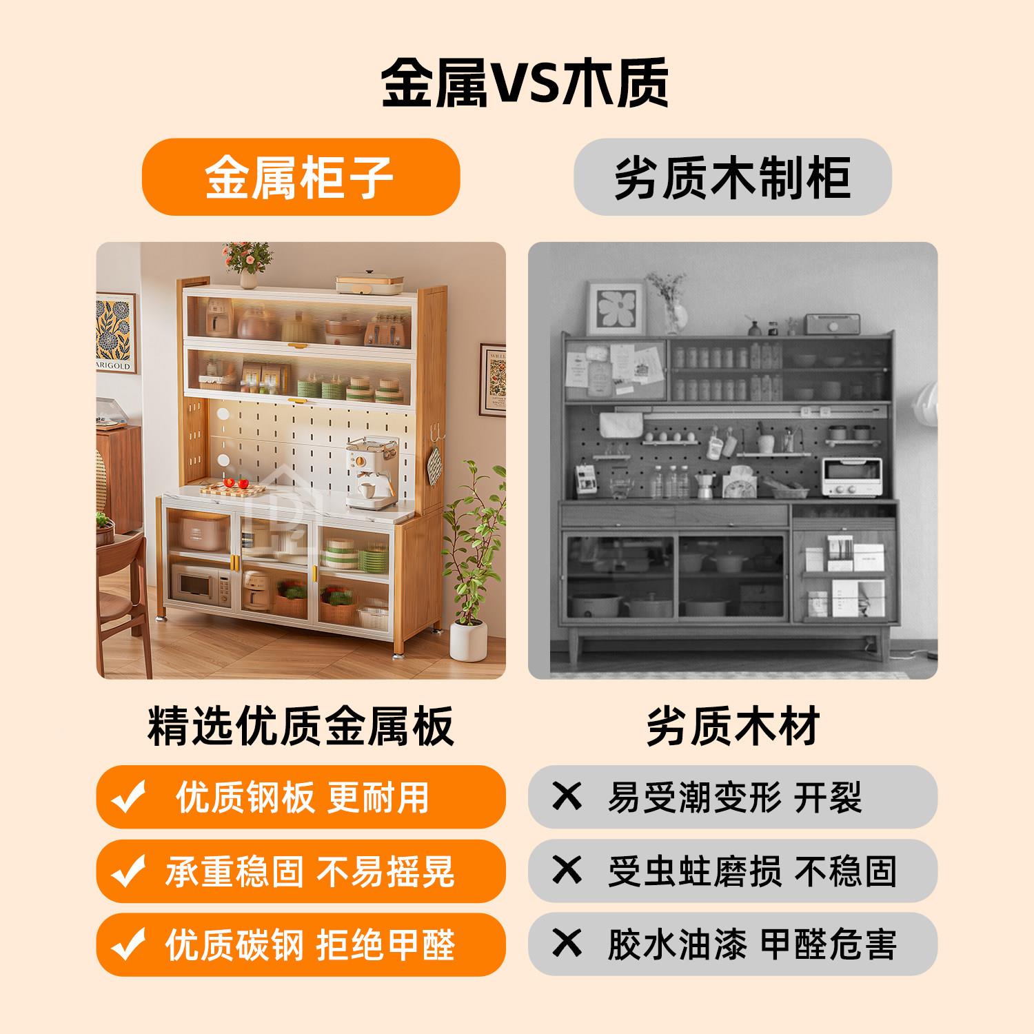 餐边子储物柜厨房物置架靠墙纳一体柜杂物柜多功能多层收柜子