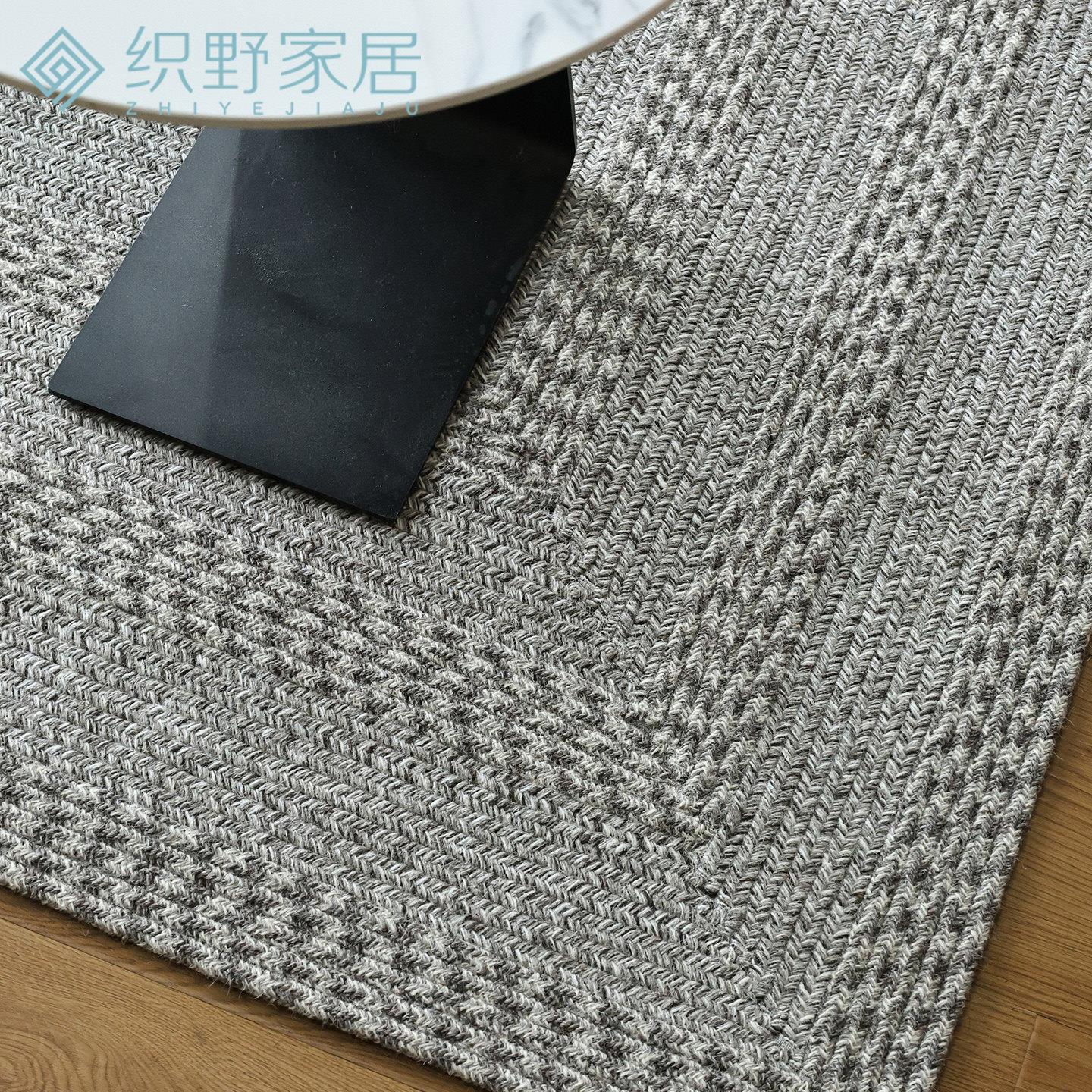 然羊轻毛地天然羊毛毯客厅卧室书房茶几高级奢风格无手工编织天环