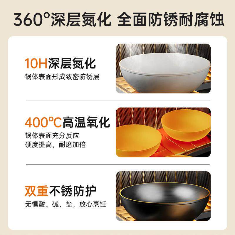 铁锅炒锅传统家老式锅炒锅用不电沾锅无涂层炒磁瓦斯炉通用
